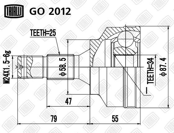 Trialli GO 2012 Joint Kit, drive shaft GO2012