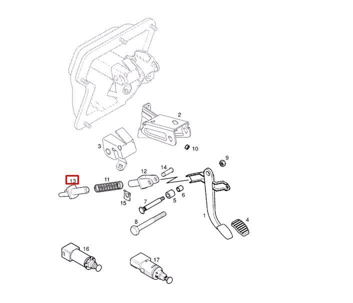 Clutch pedal spring support General Motors 91159911