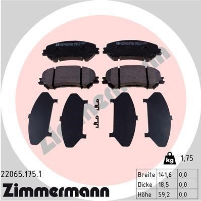 Otto Zimmermann 22065.175.1 Brake Pad Set, disc brake 220651751