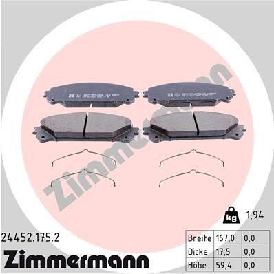 Otto Zimmermann 24452.175.2 Brake Pad Set, disc brake 244521752