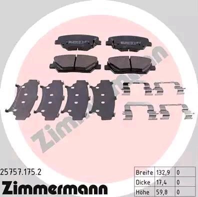 Otto Zimmermann 25757.175.2 Brake Pad Set, disc brake 257571752
