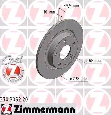 Otto Zimmermann 370.3052.20 Rear brake disc, non-ventilated 370305220