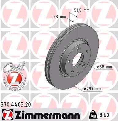 Otto Zimmermann 370.4403.20 Front brake disc ventilated 370440320