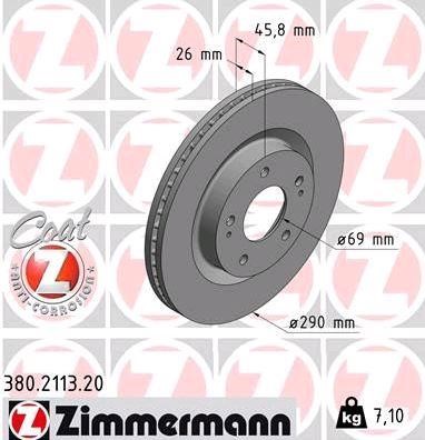Otto Zimmermann 380.2113.20 Front brake disc ventilated 380211320