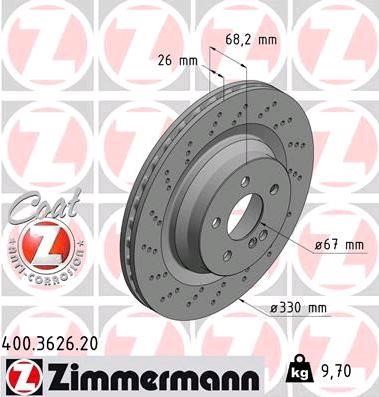 Otto Zimmermann 400.3626.20 Rear ventilated brake disc 400362620
