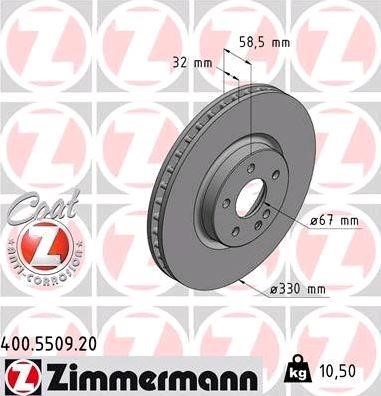 Otto Zimmermann 400.5509.20 Front brake disc ventilated 400550920