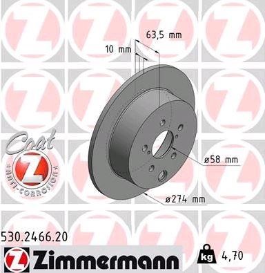Otto Zimmermann 530.2466.20 Rear brake disc, non-ventilated 530246620