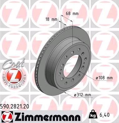 Otto Zimmermann 590.2821.20 Rear ventilated brake disc 590282120