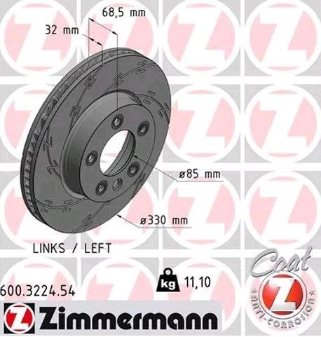 Otto Zimmermann 600.3224.54 Front brake disc ventilated 600322454