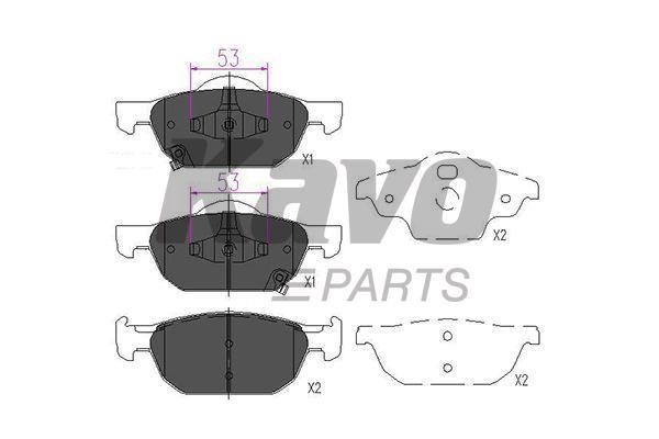 Front disc brake pads, set Kavo parts KBP-2043