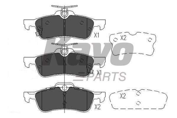 Rear disc brake pads, set Kavo parts KBP-9106