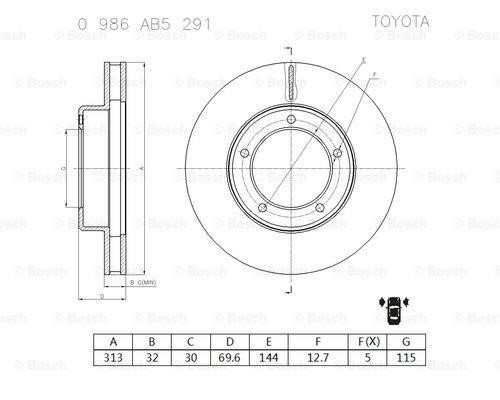 Bosch 0 986 AB5 291 Brake disc 0986AB5291