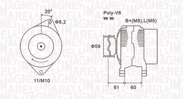 Engine alternator Fiat Ducato: 063731643010 Magneti marelli Alternator