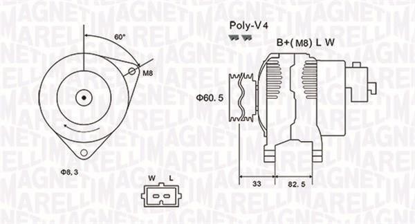 Magneti marelli 063731317010 Alternator 063731317010 063731317010 Magneti marelli Alternator