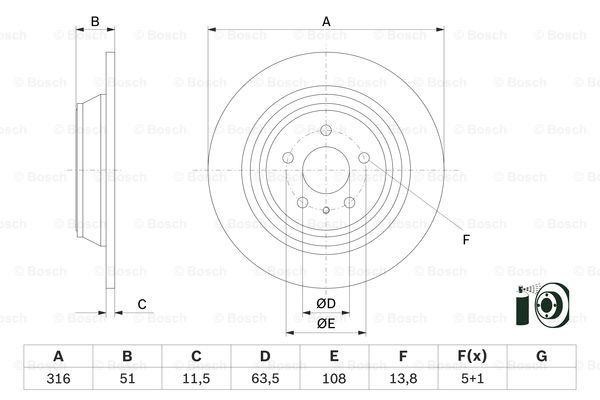 Bosch Rear solid brake disc – price 217 PLN