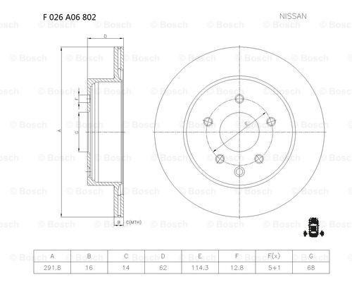 Bosch F 026 A06 802 Brake disc F026A06802