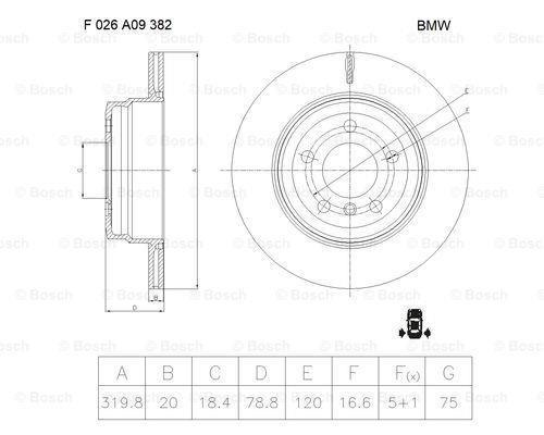Bosch F 026 A09 382 Brake disc F026A09382