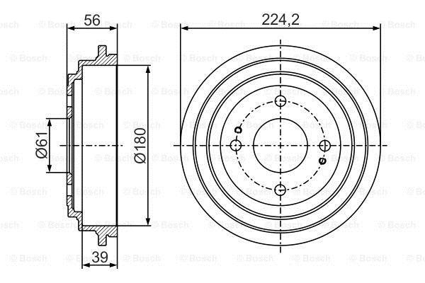 Rear brake drum Bosch 0 986 477 306