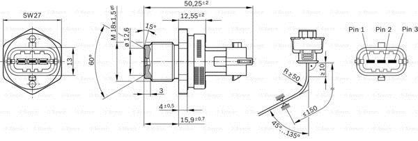 Fuel pressure sensor Bosch 0 281 002 930