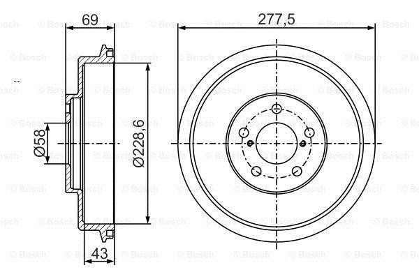 Rear brake drum Bosch 0 986 477 279