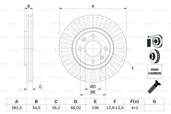 Bosch Front vented brake disc – price 139 PLN
