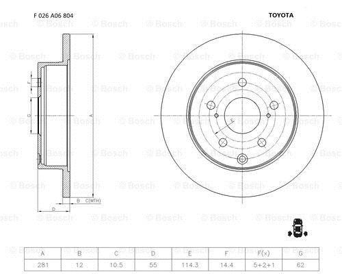 Bosch F 026 A06 804 Brake disc F026A06804
