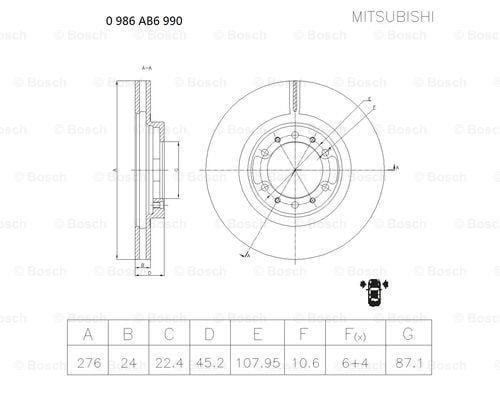 Bosch 0 986 AB6 990 Brake disc 0986AB6990