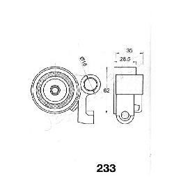Japanparts BE-233 Tensioner pulley, timing belt BE233