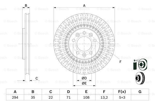 Rear vented brake disc Bosch 0 986 479 E32