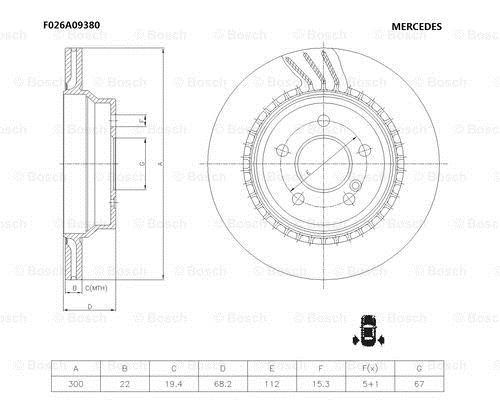 Bosch F 026 A09 380 Brake disc F026A09380