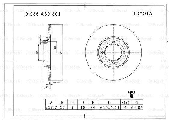 Bosch 0 986 AB9 801 Brake disc 0986AB9801