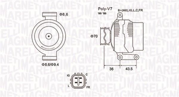 Alternator Honda: 063731980010 Magneti marelli Alternator