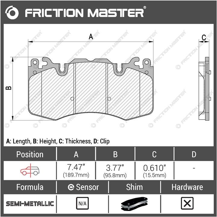 Pad set, rr disc brake Friction Master Black Friction Master MKD1426