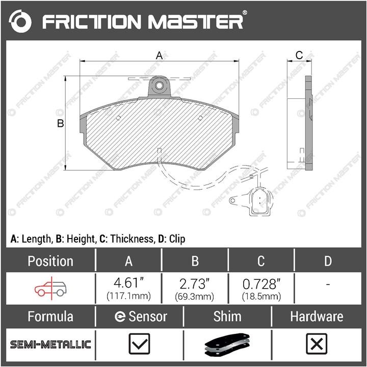 Pad set, rr disc brake Friction Master Black Friction Master MKD1459