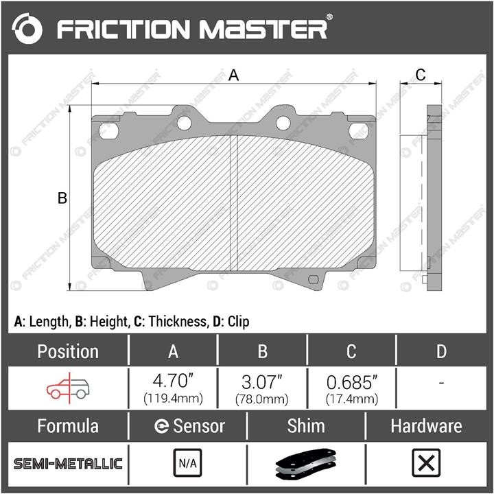 Pad set, rr disc brake Friction Master Black Friction Master MKD772