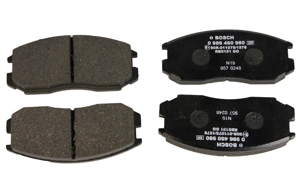 Bosch 0 986 460 980 Brake Pad Set, disc brake 0986460980