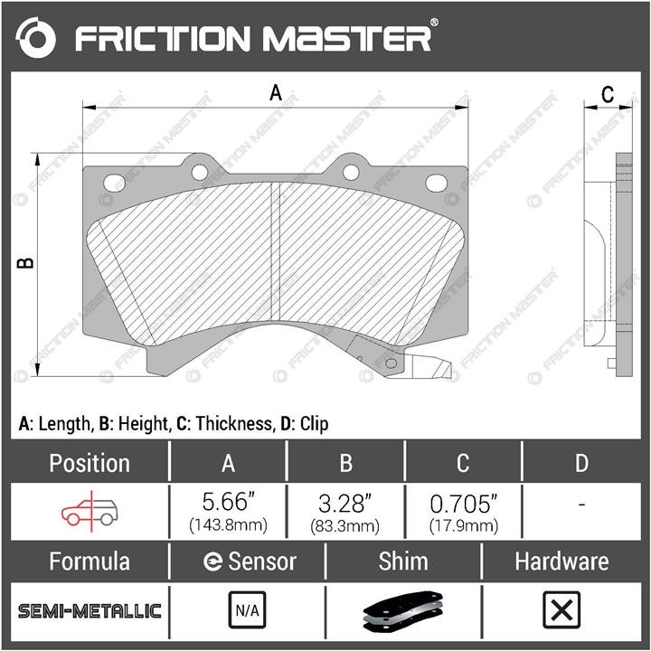 Pad set, rr disc brake Friction Master Black Friction Master MKD1303