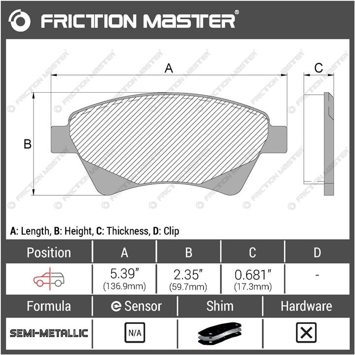 Pad set, rr disc brake Friction Master Black Friction Master MKD1495