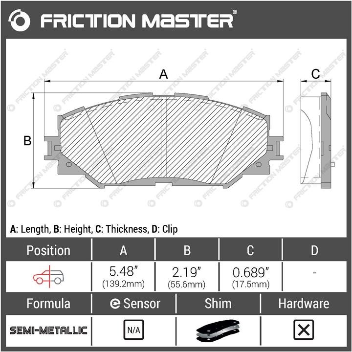 Pad set, rr disc brake Friction Master Black Friction Master MKD1210