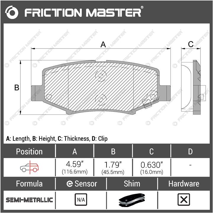 Pad set, rr disc brake Friction Master Black Friction Master MKD1274