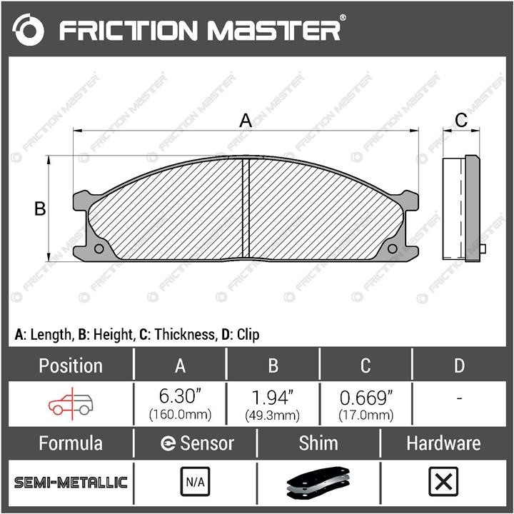 Pad set, rr disc brake Friction Master Black Friction Master MKD333