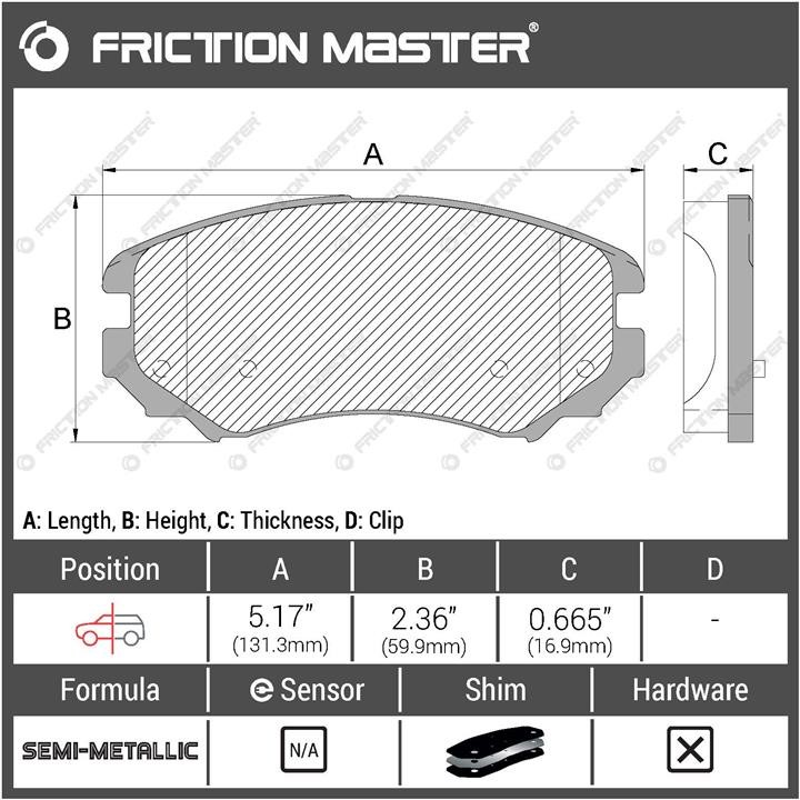 Pad set, rr disc brake Friction Master Black Friction Master MKD924