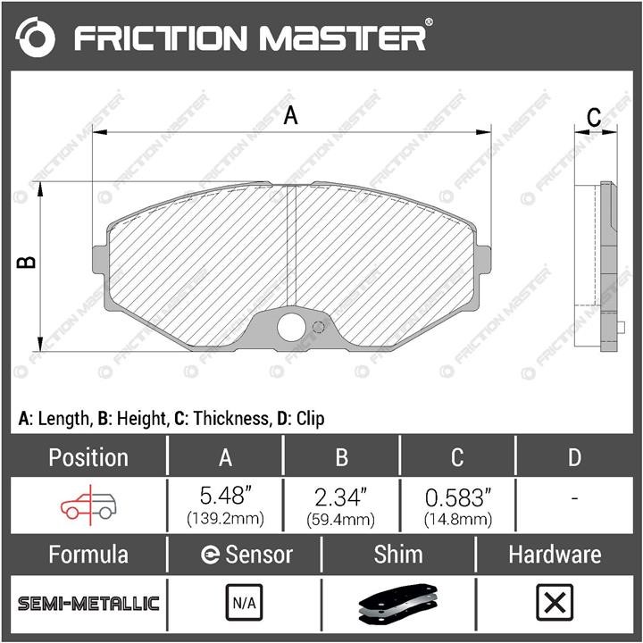 Pad set, rr disc brake Friction Master Black Friction Master MKD587