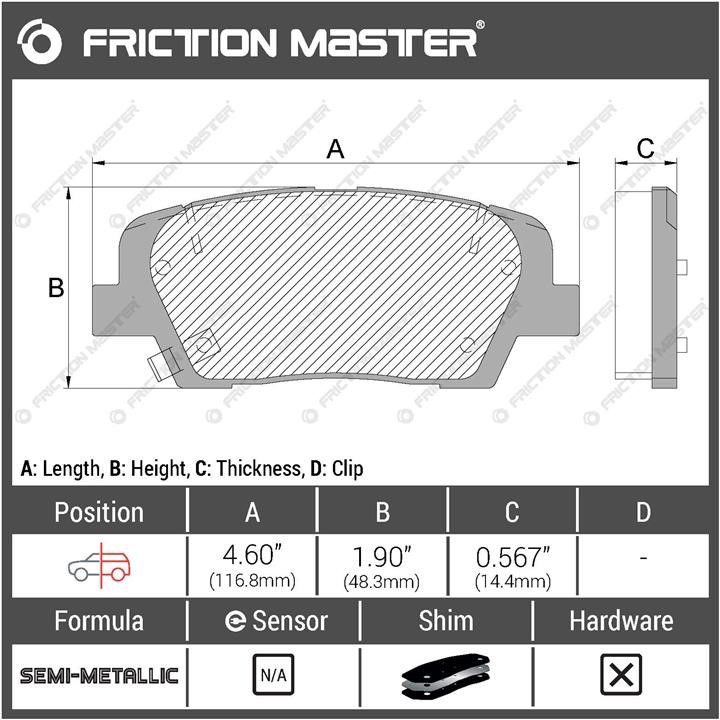 Pad set, rr disc brake Friction Master Black Friction Master MKD1284