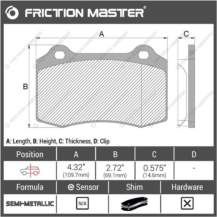 Pad set, rr disc brake Friction Master Black Friction Master MKD1053