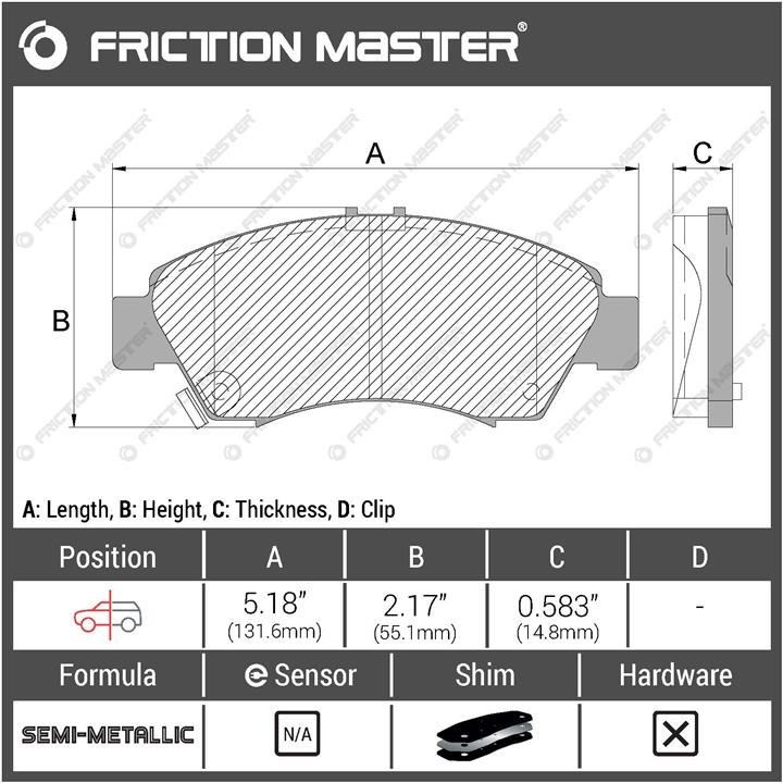 Pad set, rr disc brake Friction Master Black Friction Master MKD1643