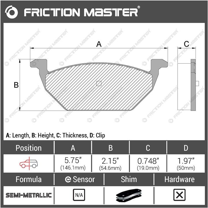 Friction Master MKD768 Pad set, rr disc brake Friction Master Black MKD768