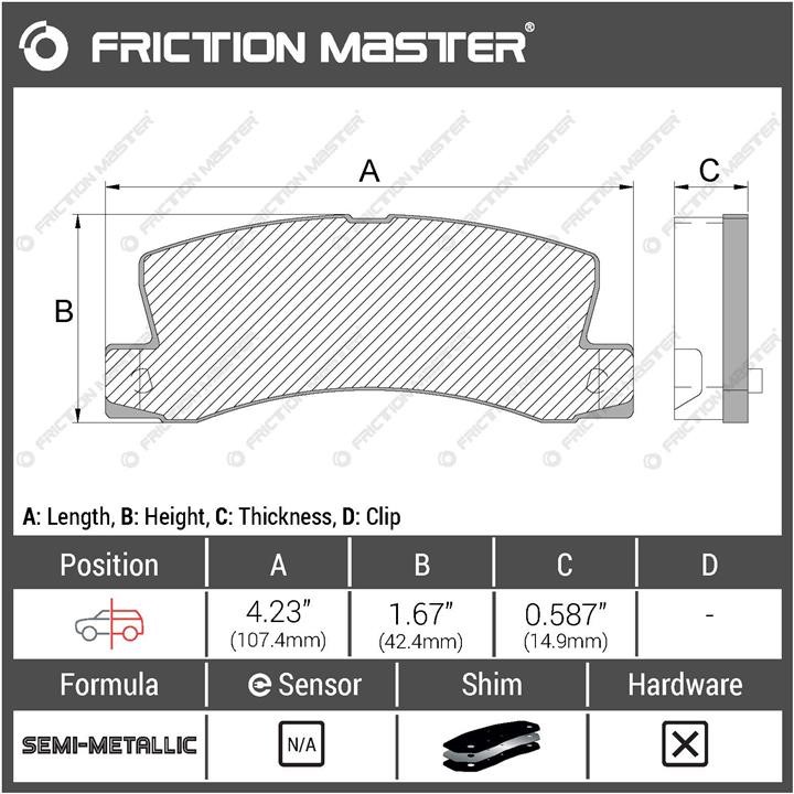 Pad set, rr disc brake Friction Master Black Friction Master MKD325