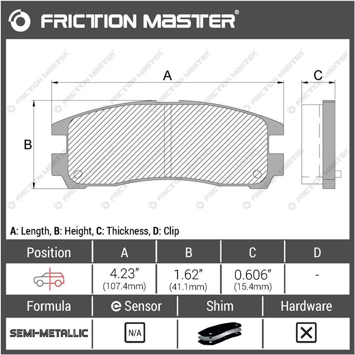 Pad set, rr disc brake Friction Master Black Friction Master MKD383