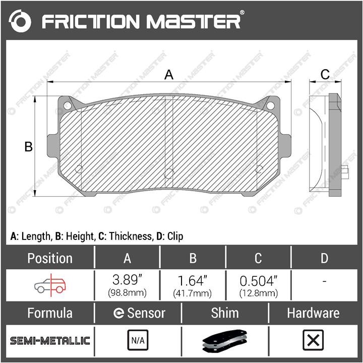 Pad set, rr disc brake Friction Master Black Friction Master MKD775